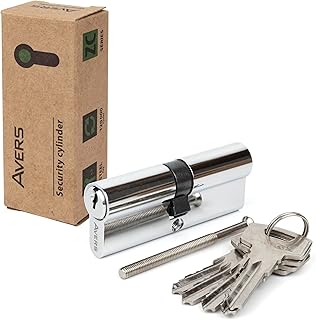 APECS Schließzylinder Sicherheitsschloss Wohnungstür Doppelzylinder 60 (30/30) mm mit 5 Schlüsseln Modell AVERS ZC-60(30/30) Chrom