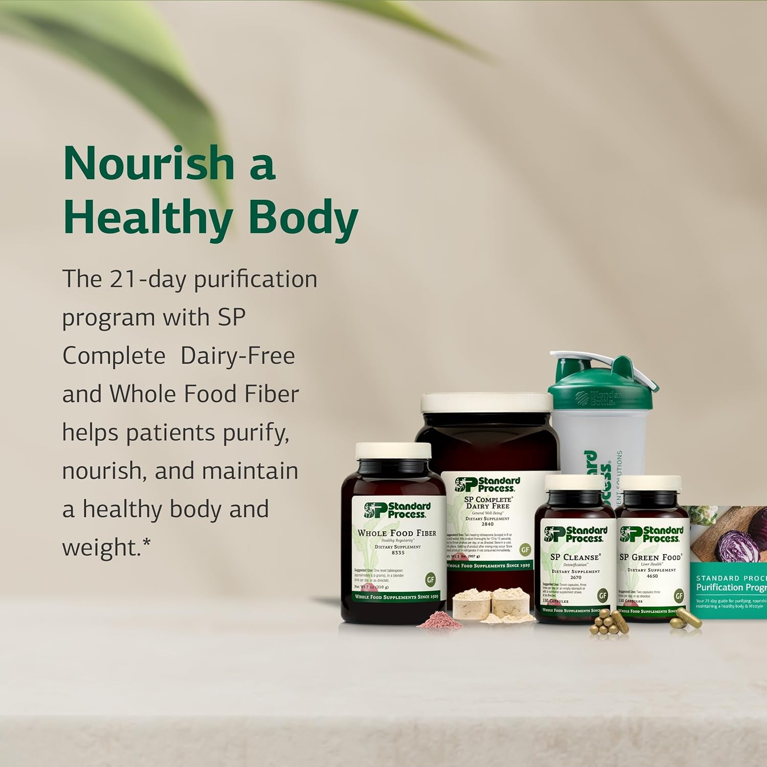 Standard Process Purification Product Kit with SP Complete® Dairy Free and Whole Food Fiber - Whole-Body Detox Program - Includes Guide & Blender Bottle - Vegan, Gluten-Free & Non-Dairy - 21-Day Kit