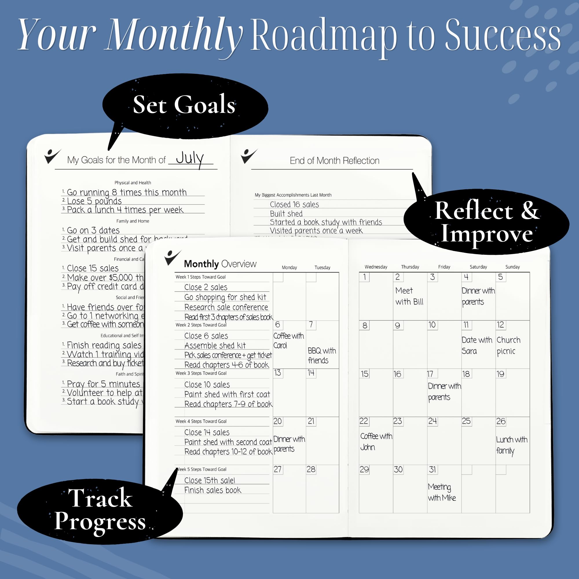 Goal Crazy Agenda journalier non daté – 90 jours A5 2023, planificateur pour les horaires chargés, suivi des habitudes de productivité, inspirant, planificateur de vie quotidienne, pages amandes (bleu