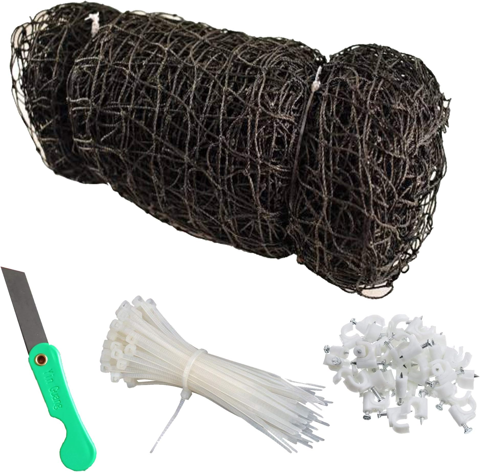 SAI Balaji Enterprises UV Stabilized Nylon Pigeon Net_Bird Net_Monkey Net_10 X 12 Feet_Black Color with 30 Tags_30 Clamps_1 Blade SBWAPN14