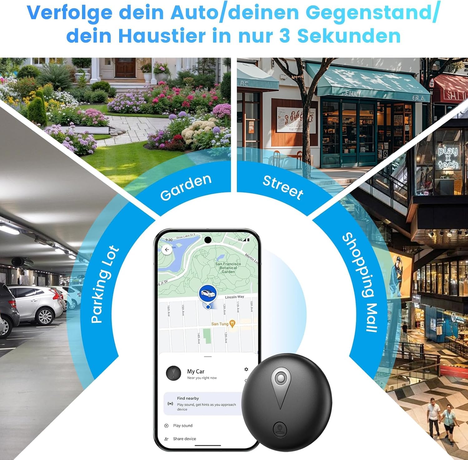 GPS Tracker Auto Ohne ABO - GPS-Tracker Auto für iOS ＆ Android, Smart Tag Magnet Finder Keine monatliche Gebühren, Vehicles Tracker mit Echtzeit-Standortbestimmung Keine ABO