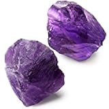 QINJIEJIE Amethyst Crystal Rocks 2PCS 1.8-2.2'' Raw Amethyst Stone Large Rock Rough Healing Crystals for Fountain Rocks Bulk Polishing DIY Decoration Natural Stones for Handmade Gifts