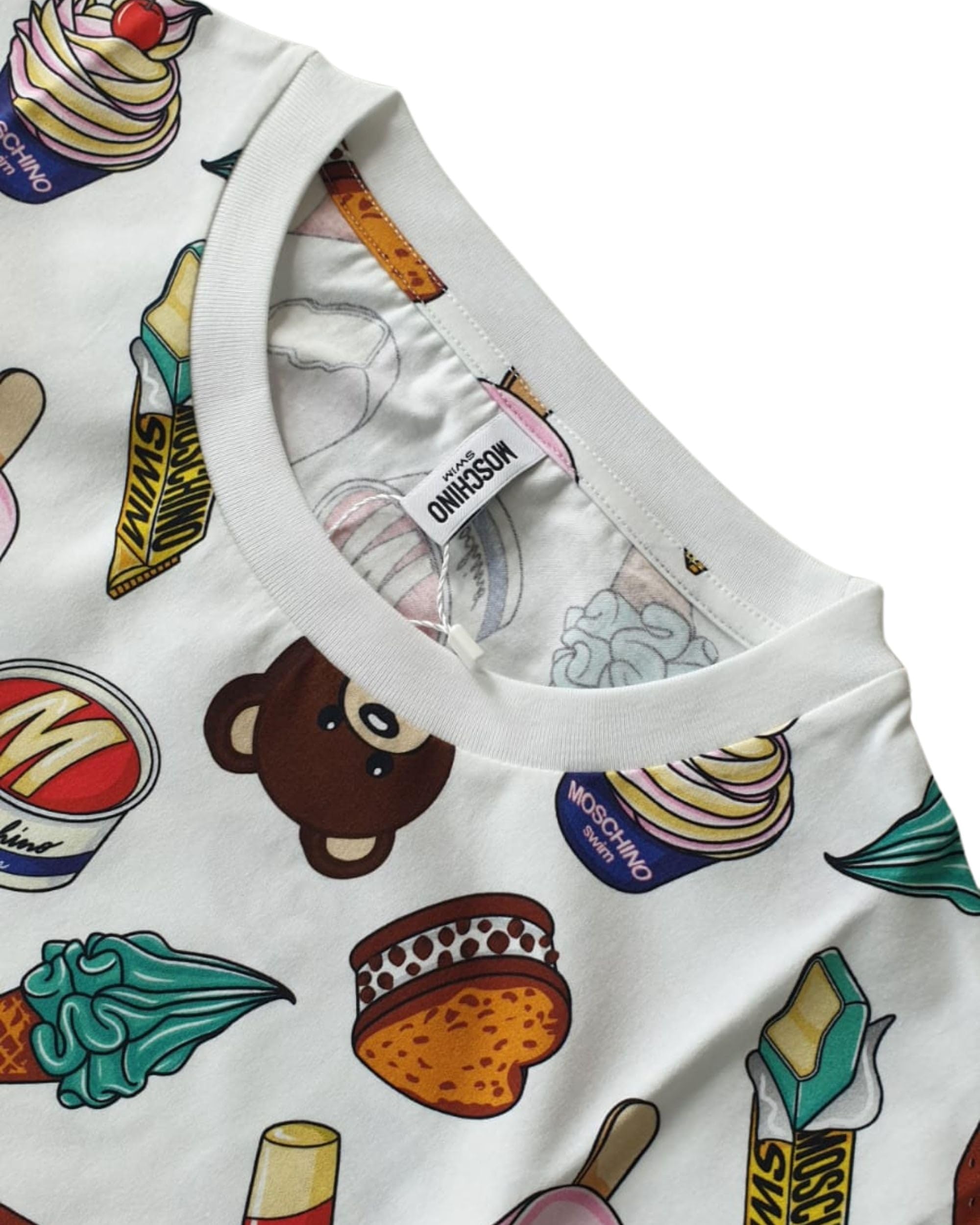 MOSCHINO Koszulka Swim A07129413 męska bawełna biała