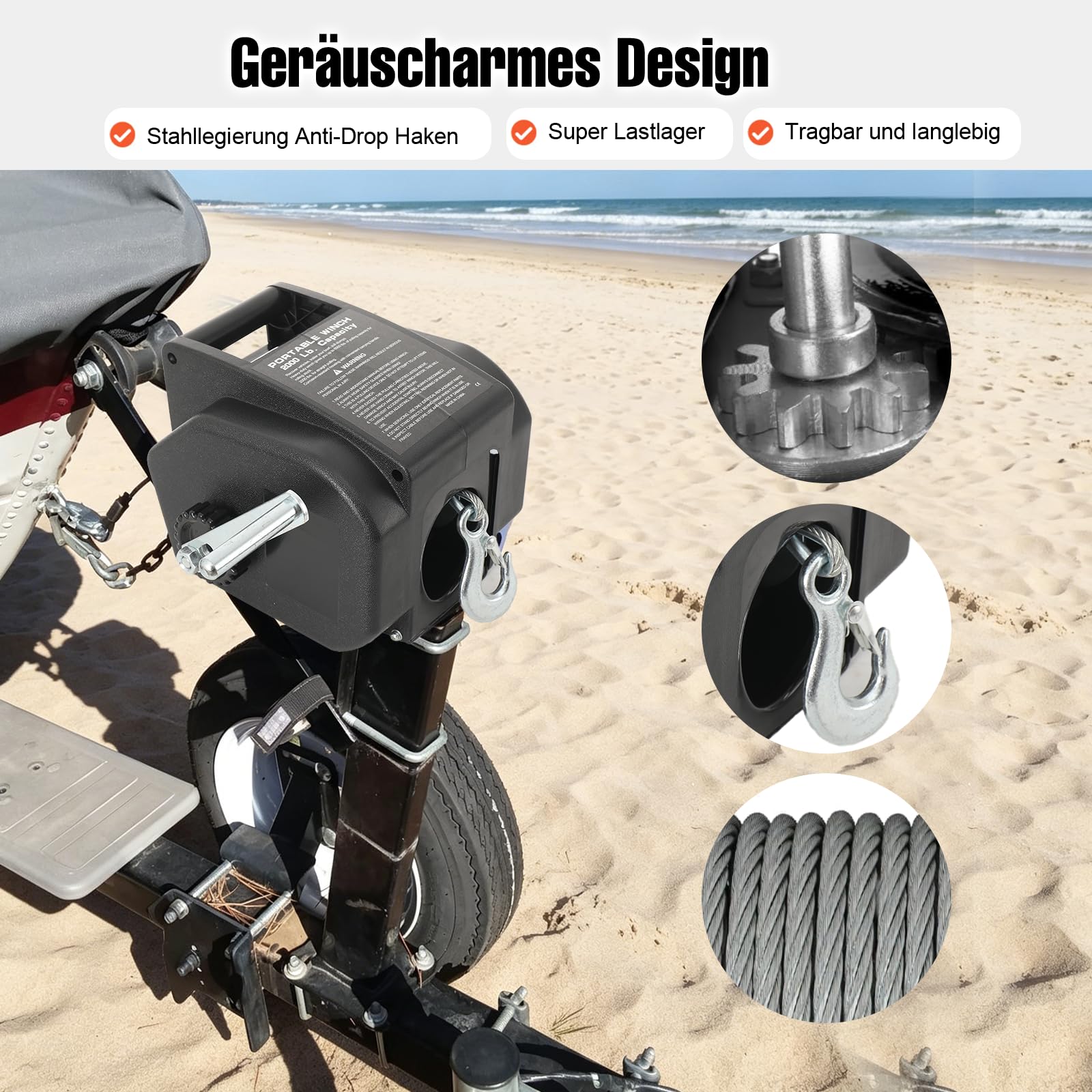LALABU Elektrische Seilwinde DC 12V für Bootstrailer mit Funkfernbedienung,5000LBS Marine, Bootswinde elektrisch, Boot Elektrische Winche,Winde Seilzug Stahlseil