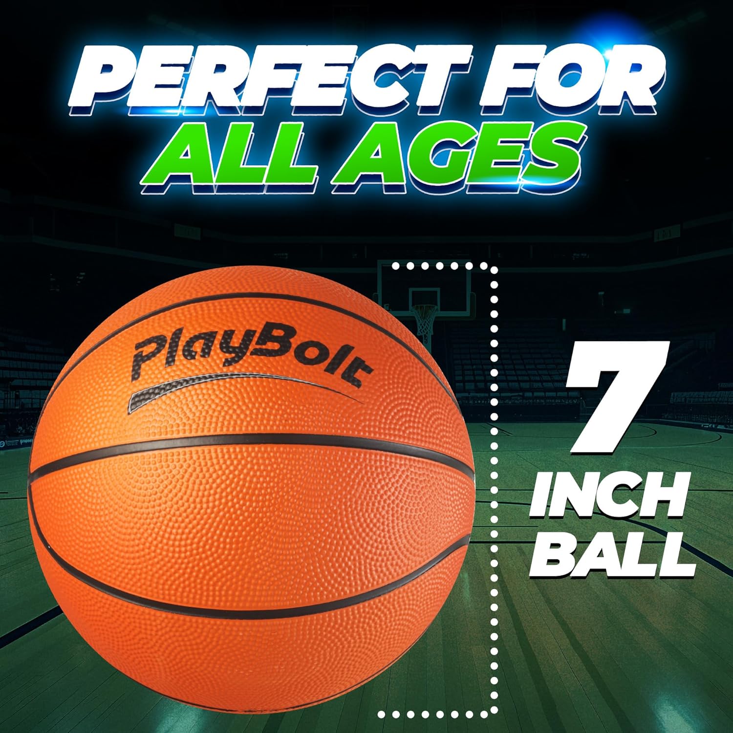 PlayBolt Size 3 Mini Basketballs (3 Pack) - 7-Inch Junior Rubber Basketball Set with Pump - Youth Beginner Kids Basketballs for Backyard Pool Parties, Arcade Games, Practice, Indoor & Outdoor Play