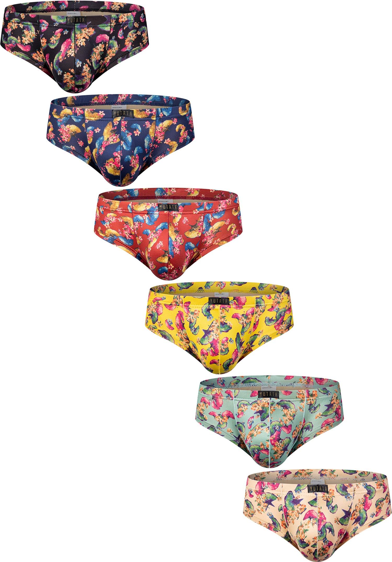 IKINGSKY Men's Ginkgo Biloba Underwear Sexy Cheeky Boxer Briefs Stretch Mens Printed Thong