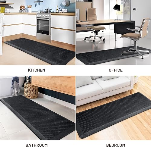 Vista 52 de HappyTrends - Tapete acolchado antifatiga de 17.3 x 28 pulgadas, grueso, impermeable, antideslizante, resistente, ergonómico, cómodo, para cocina