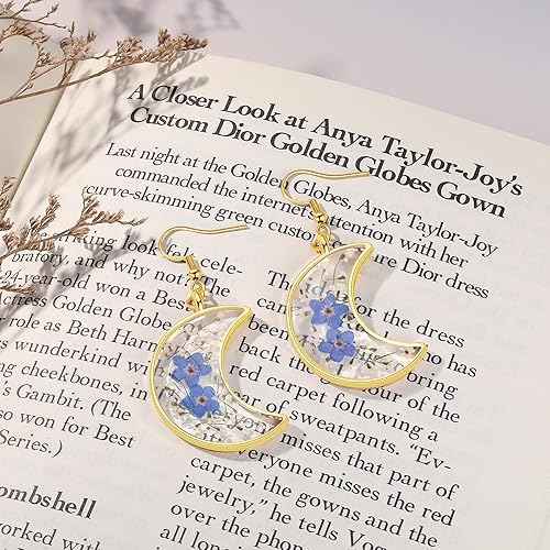 Miniatura 8 de Forget-Me-Not and Queen Anne's Lace Pressed Wildflower Earrings  Silver Drop Dangle Earrings for Girls  Alaska State Flower Earrings  Personalized