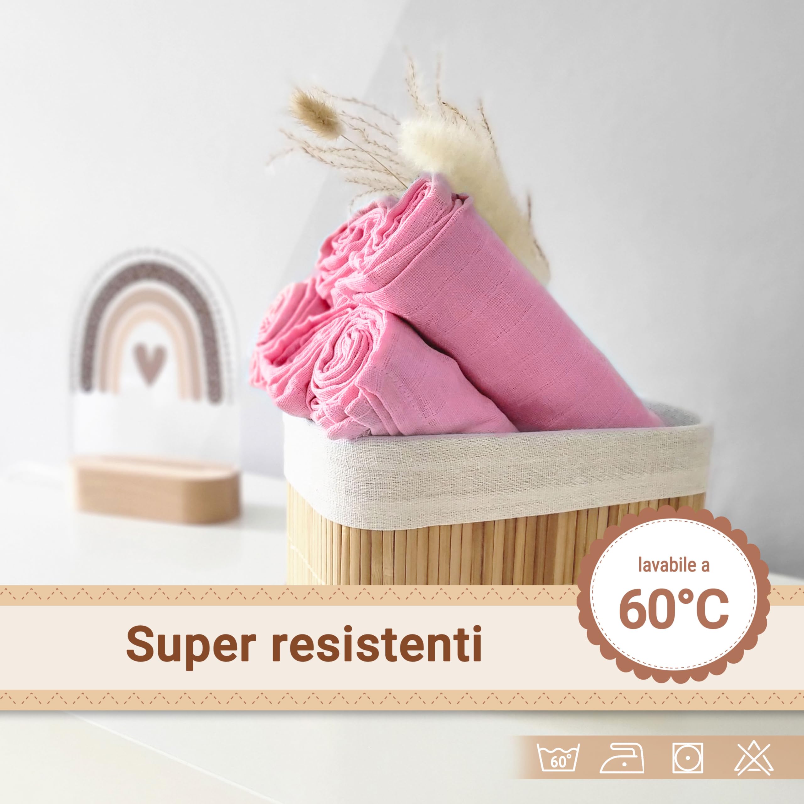 ZOLLNER 5 mussole in musselin - 80x80 cm in cotone morbidissimo - panni soffici e sensibili sulla pelle - rosa bianchi con box regalo - lavabili a 60°C - certificati OEKO TEX (R)