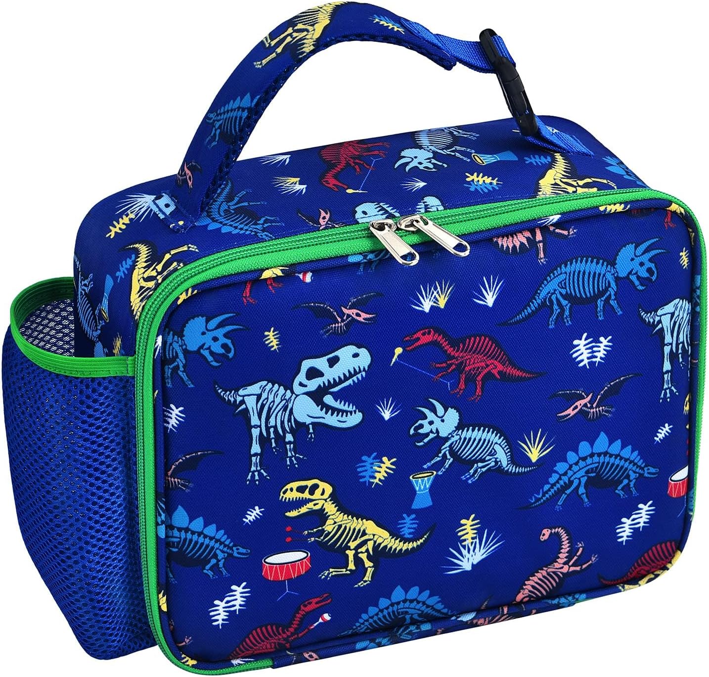 Fossils Dinosaur Lunch Box - Insulated Kids Lunch Box for Boys Lunch Bag School Preschool Kindergarten Elementary Picnic Lunch Tote Bag Waterproof Reusable Lunchbox with Handle and Pocket