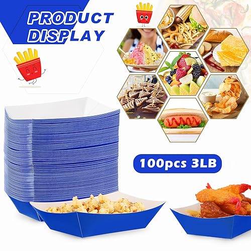 Miniatura 3 de 100 bandejas de papel para alimentos, botes, bandejas desechables para nachos, bote de papel kraft para tacos, concesión, Halloween, suministros de