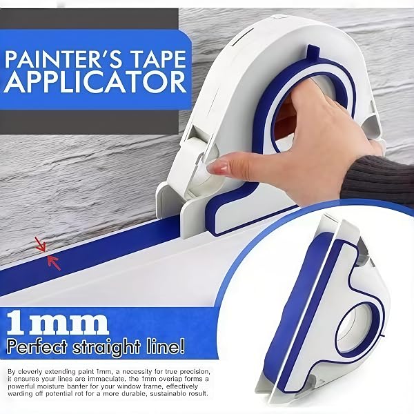 Masking Master Distributeur de ruban adhésif | Applicateur de ruban adhésif de peintre de 25 mm avec grattoir intégré, design de chevauchement de 1 mm pour des bords propres sur les garnitures (B) - 3