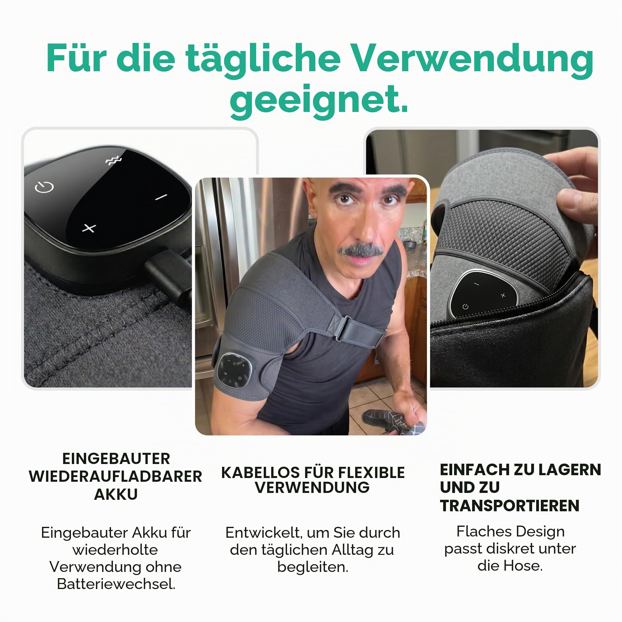Theratex 3-in-1 Massagegerät, Relevo 3-in-1 Schultermassager, Relivera, Hewelth Triple Method Schulter-Massagegerät, Schultermassagegerät mit 5 Wärme & 3 Vibrationsmodi,Touchscreen-Steuerung