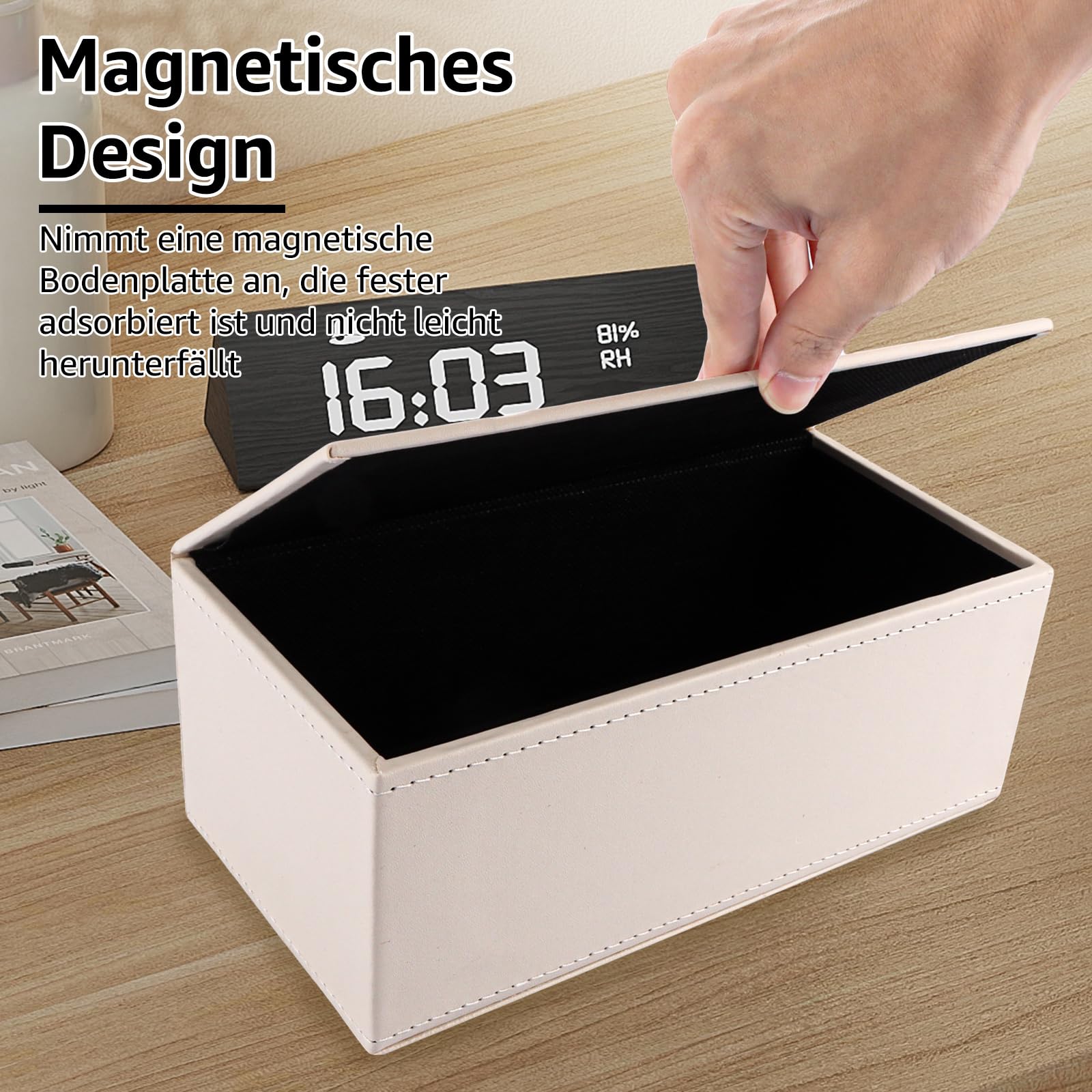 GBACHOOSE Lot De 2 Boîtes à Mouchoirs Cuir PU Beige – Rectangulaire Élégante, Magnétique, Pour Maison & Voiture