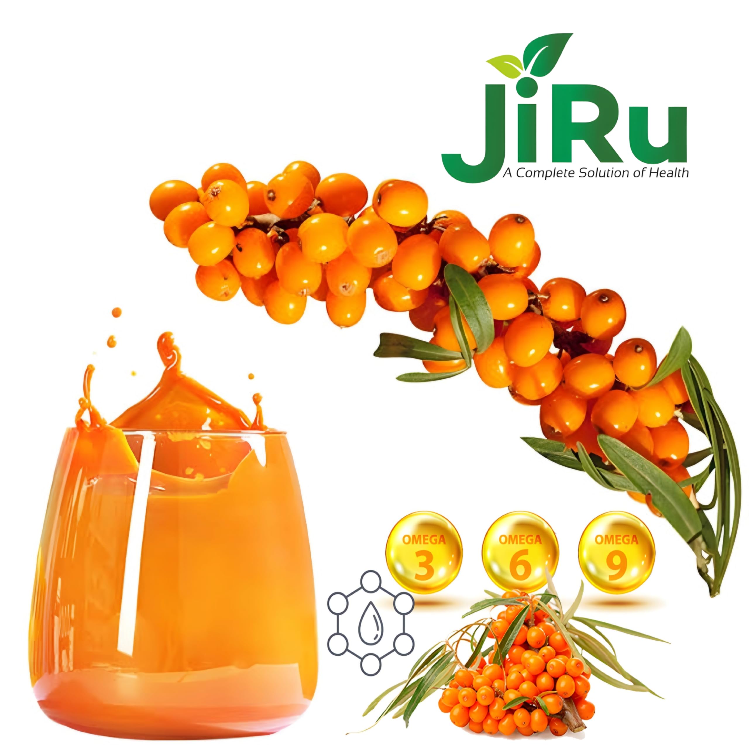 JiRu Sea Buckthorn Juice, Natural, Rich in Omega 3-6-9, 1 Litre - Image 4 thumbnail