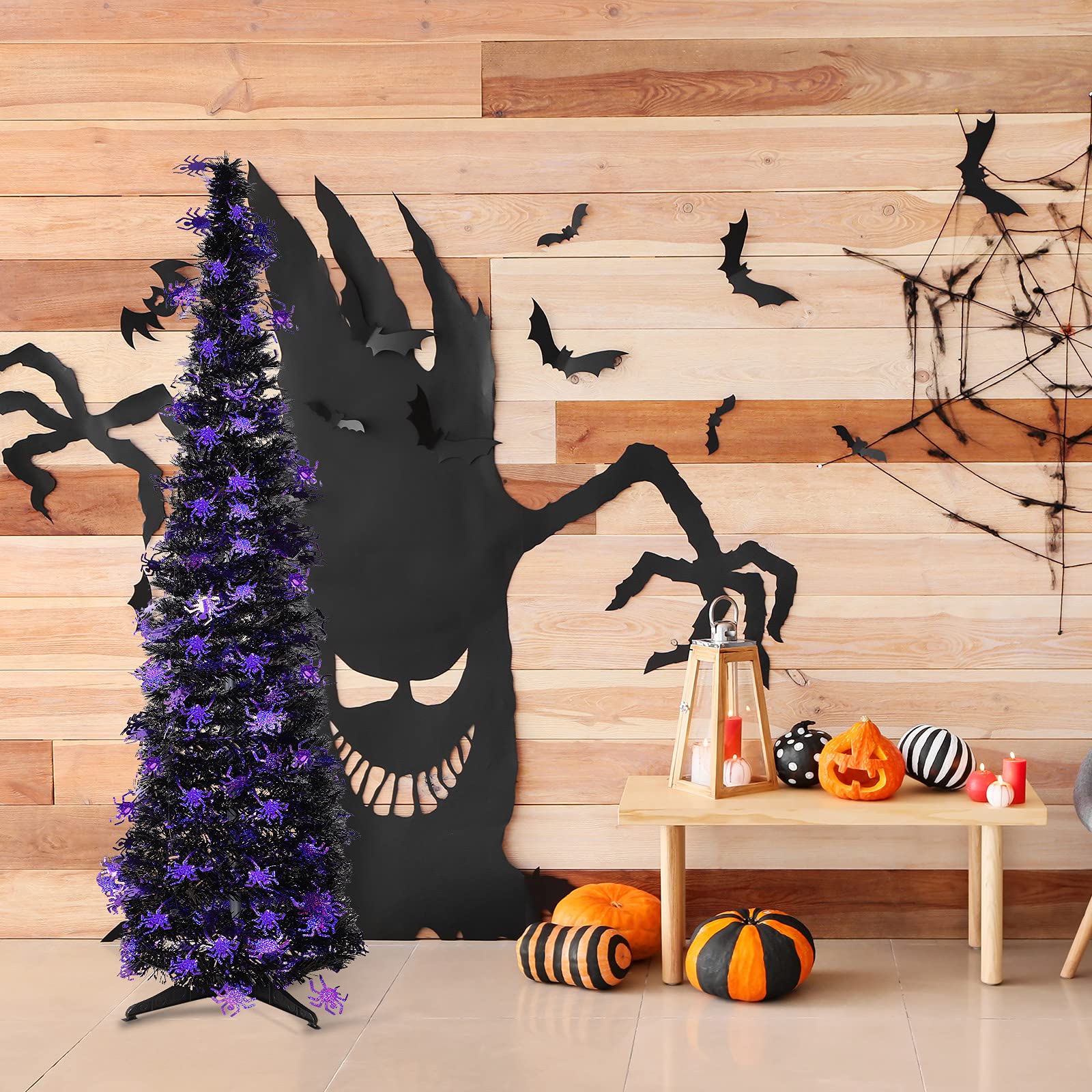 ハロウィン　ブラックツリー Amazon.co.jp: 5フィート ハロウィンツリー ブラック ティンセル
