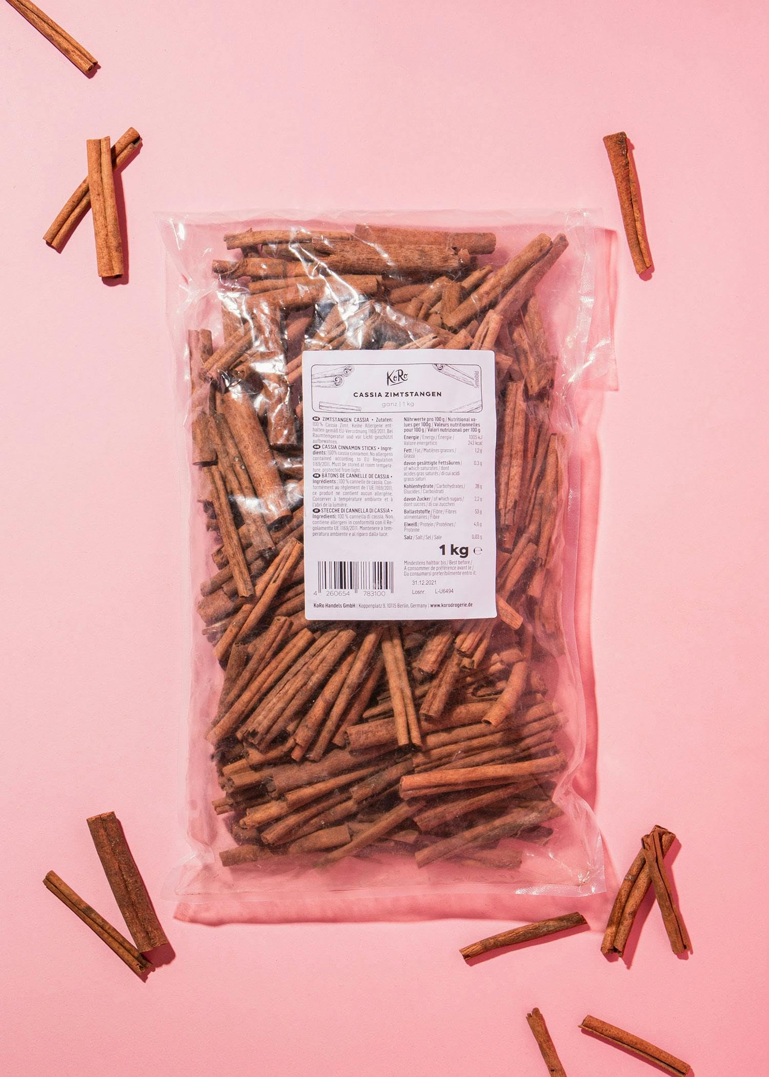 KoRo - Bâtons de cannelle Cassia 1 kg - votre approvisionnement en cannelle
