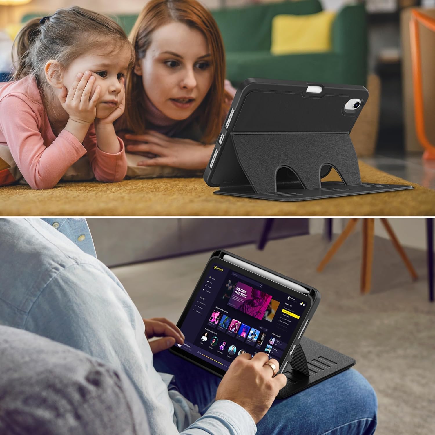 VIKESI Case for iPad mini 7 (A17 Pro) and iPad mini 6,Multiple Angles Magnetic Stand Cover,Shockproof Soft Back,Pencil Holder,and Auto Sleep/Wake,Black
