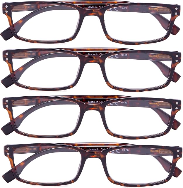 4 Pack Verres de lecture vintage Hommes Comfort Readers Lunettes de vue de lecture femmes