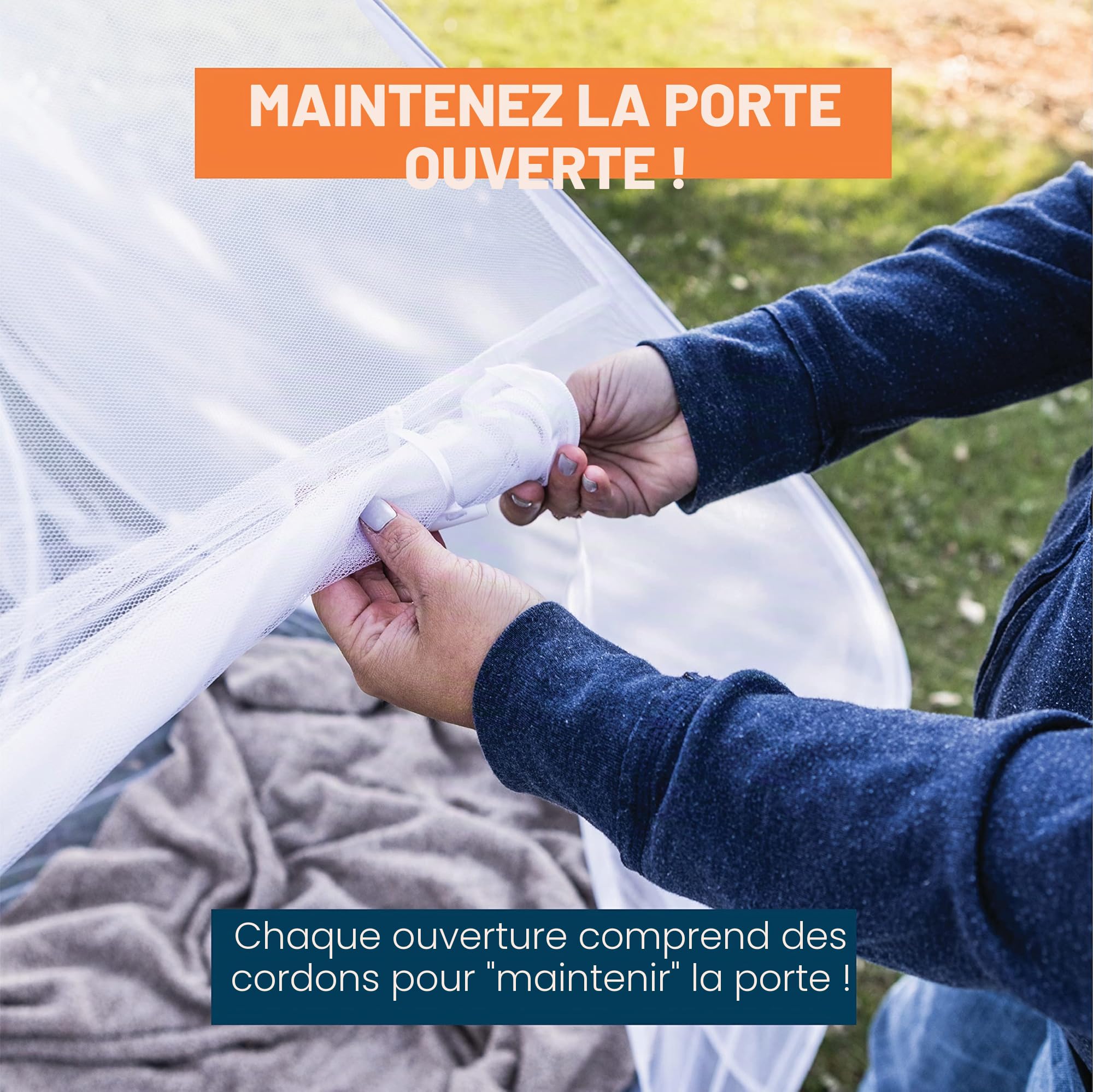 MP Moustiquaire Portable pour Lit, 203x180x160 cm (Blanc)