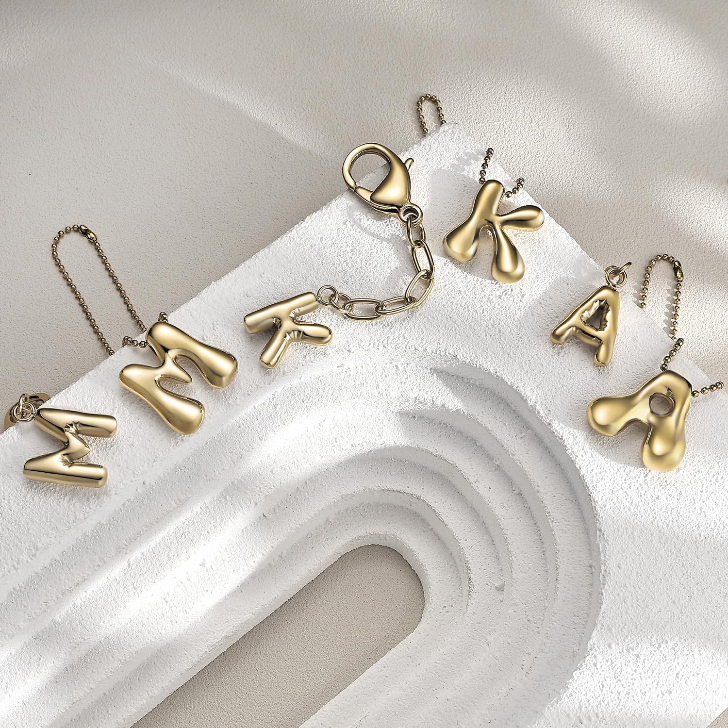 COTATI Gold Plated Bubble Letter Keychain for Women Initial Monogram Pendant Charm Keychains for Bag Handbags Purse - Image 6