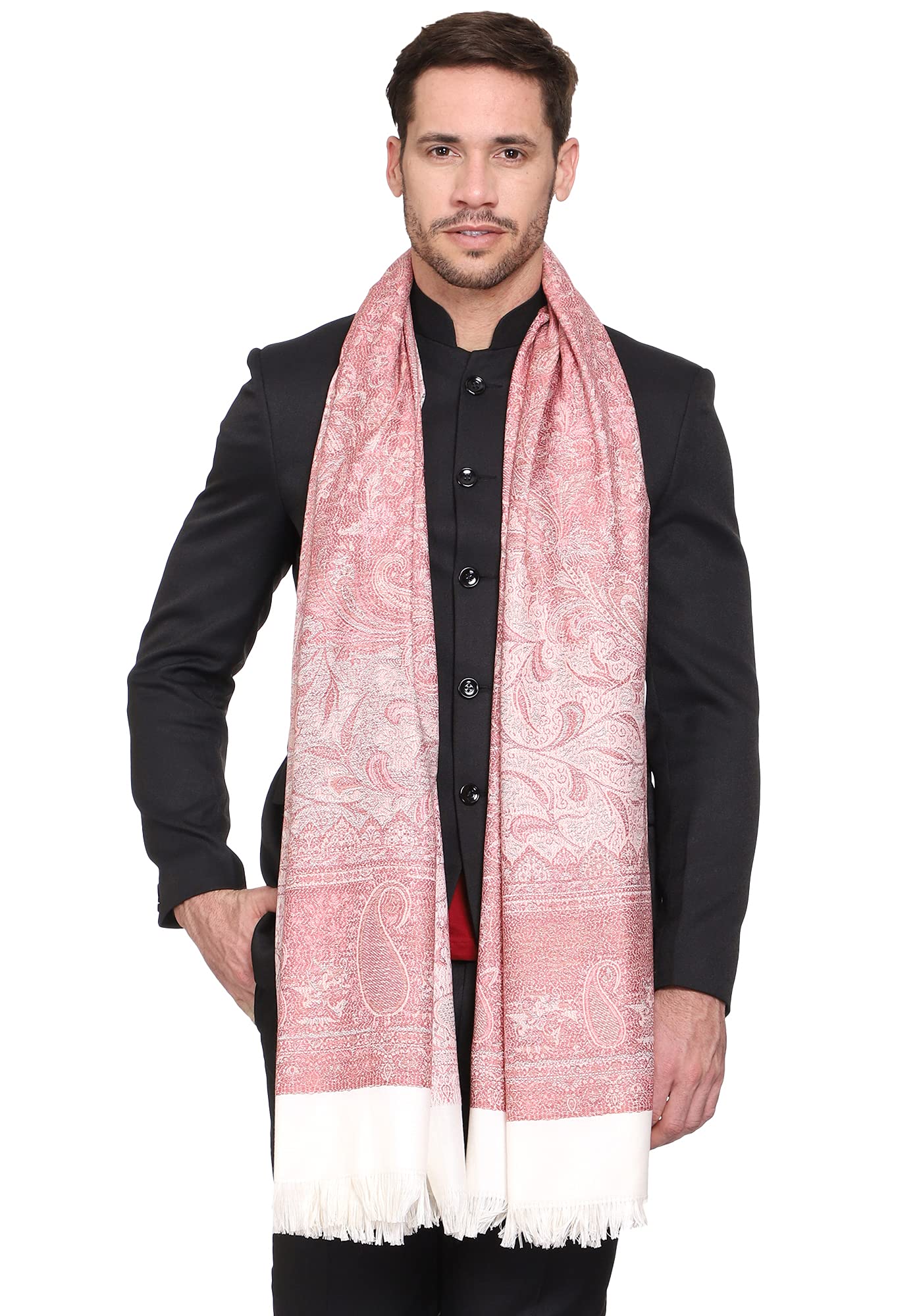 Weavers Villa Men's Paisley Design Woven Poly Wool Blend Gents Shawls, Muffler, Stoles for Men