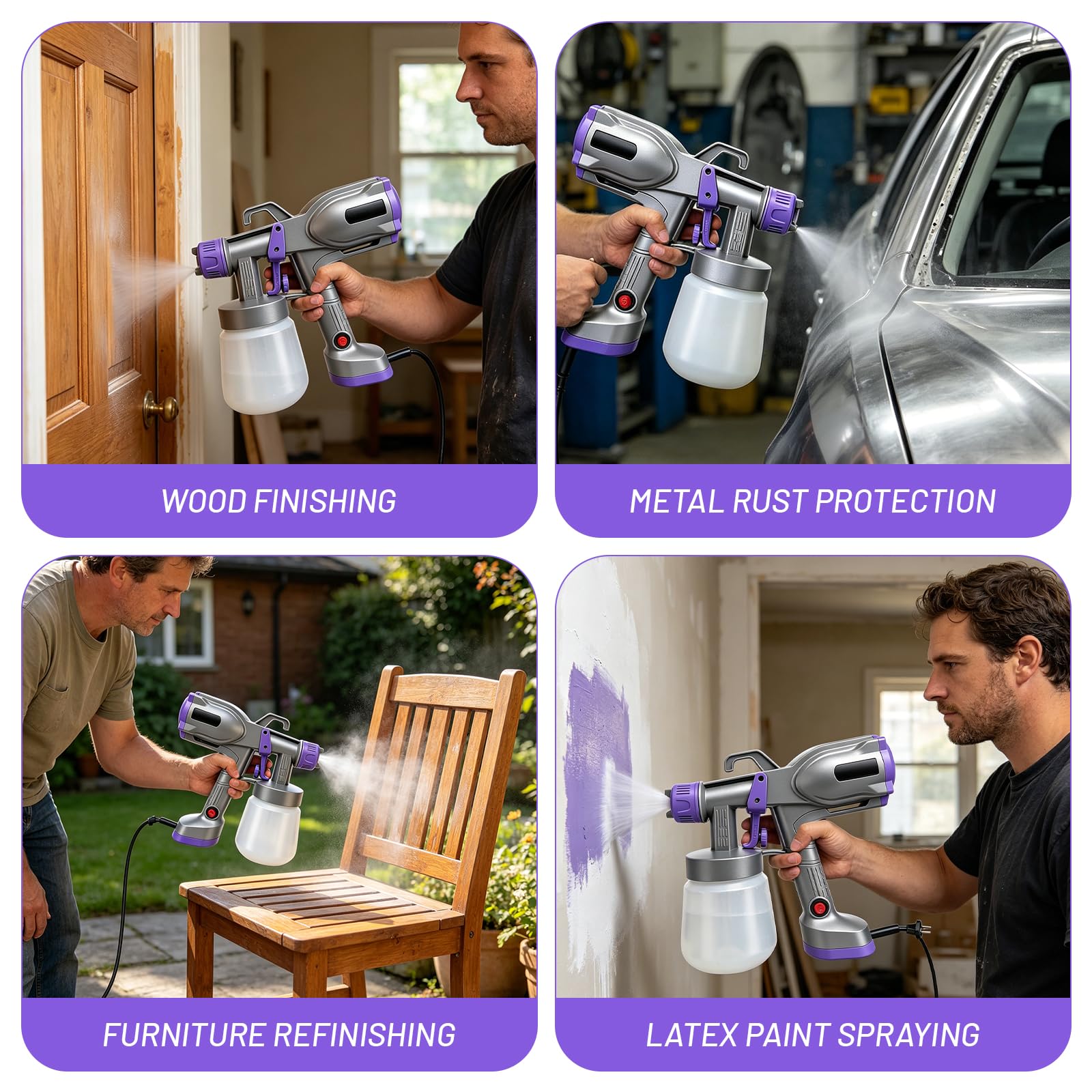 Sistema de pulverización de pintura, pulverizador eléctrico ultraligero con depósito de 800 ml, pistola de pintura eléctrica con 5 boquillas, 3 patrones de pulverización, pistola de pulverización para