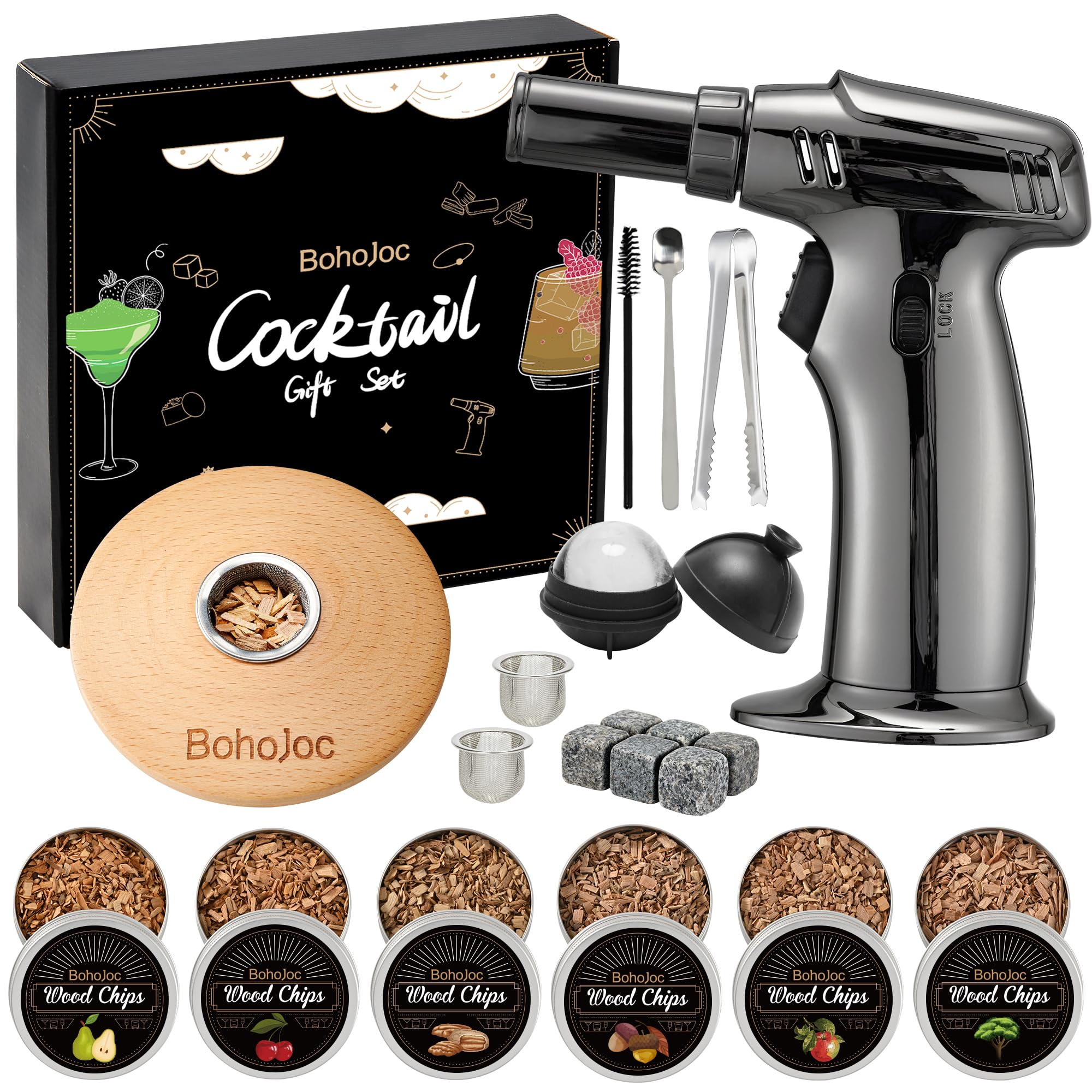 Fathers Day for Dad Husband, Cocktail Smoker Kit with Torch, Gifts for Men Boyfriend, Mens Gifts for Christmas, Whiskey Bourbon Gifts, Anniversary Birthday Gifts for Men (No Butane)