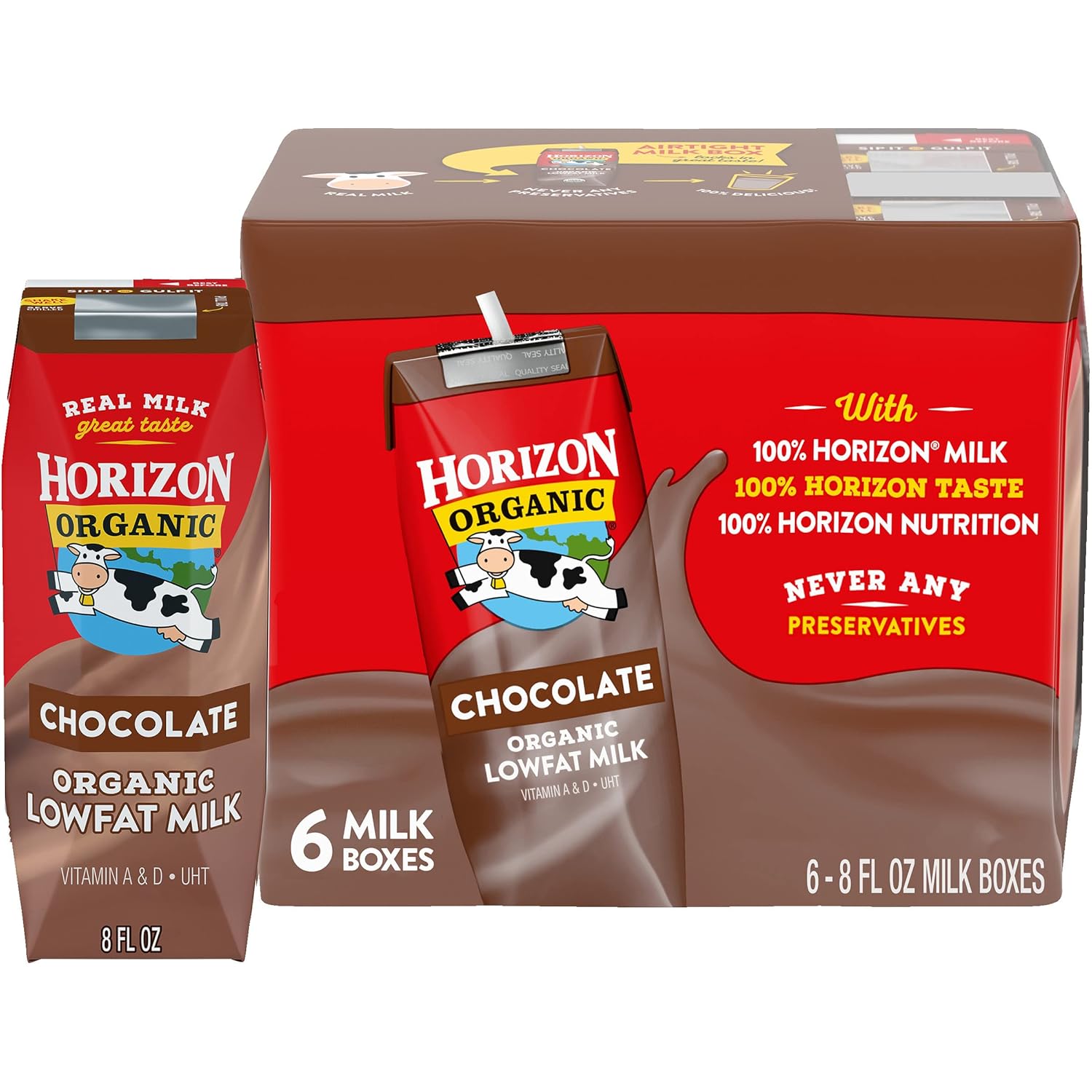 Horizon Organic, 1 Low Fat Milk, Chocolate, 6pk, 8oz