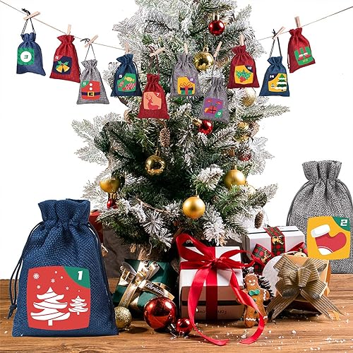 Miniatura 5 de 8 hojas de calcomanías de calendario de Adviento de Navidad con números de 1 a 24 lindas calcomanías de calendario de Navidad para manualidades,