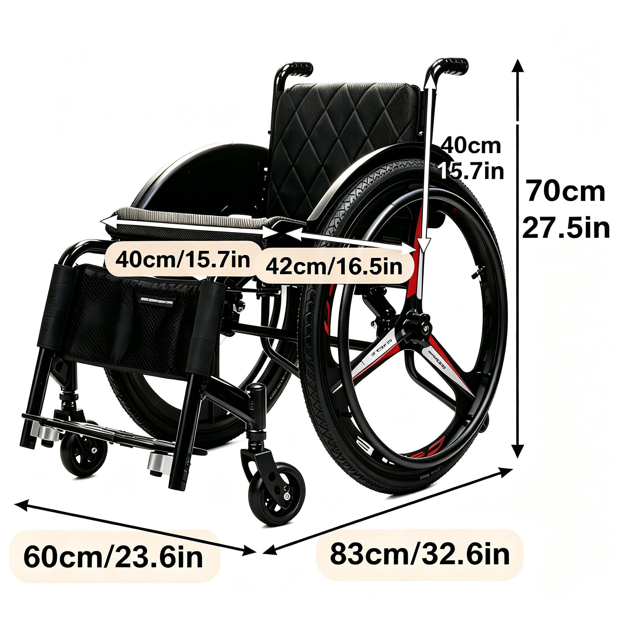Aluminiowy Wózek Terenowy, Składany Wózek Sportowy Seat42cm