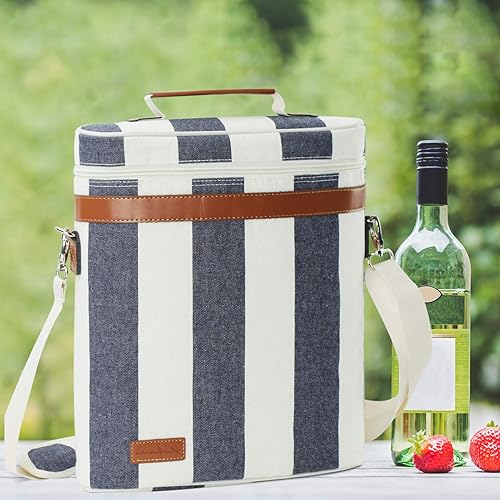 Miniatura 29 de ZORMY Bolsa de vino aislada para una sola botella, 1 botella de vino bolsa acolchada enfriador de vino perfecto para amantes del vino o regalo
