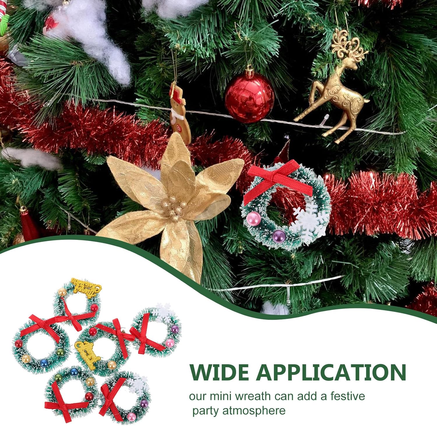 6pcs Mini Christmas Wreath: Miniature Xmas Tree Frost Sisal Hanging Artificial Ornaments for Dollhouse Embellishments Decoration Winter - Image 6