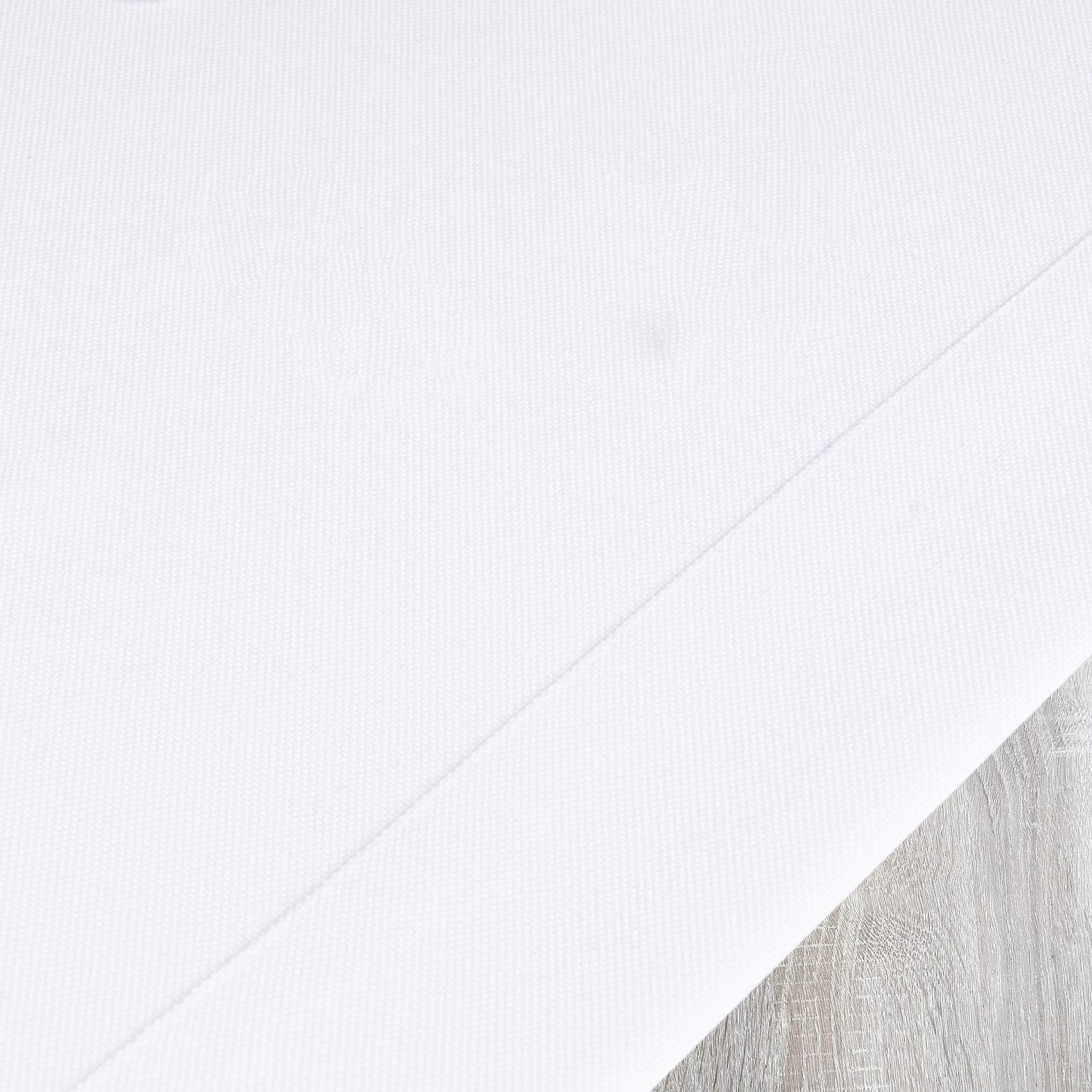 Tischdecke 140x260 cm eckige Tischwäsche aus Stoff in Leinenoptik 220 g/m² schmutzabweisende Tafeldecke abwaschbar mit dekorativer 5 cm Bordüre mit Metall-Details Jets Weiß