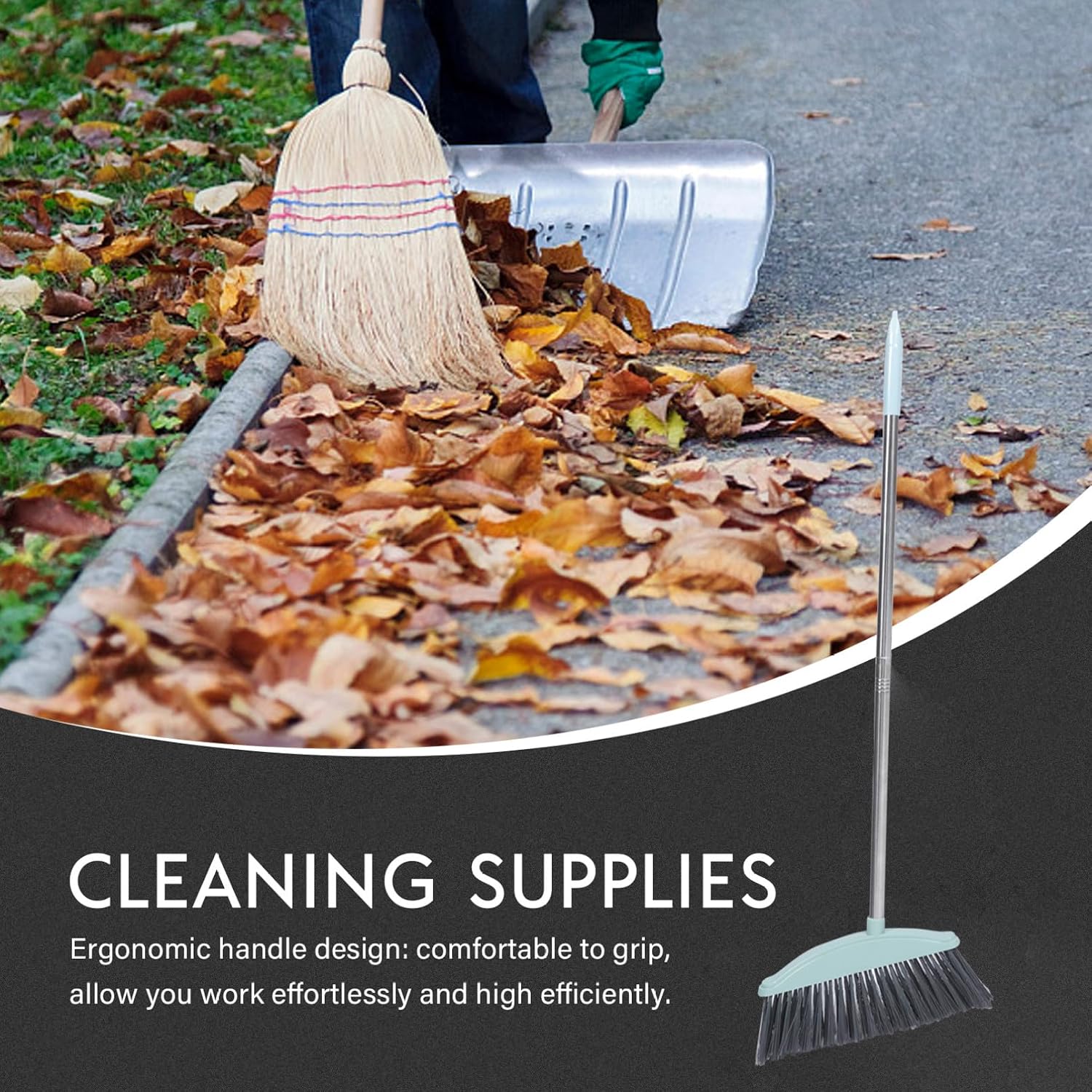 minkissy Garbage Shovel Sweep Broom Small Brooms Handle Stick Outdoor Cleaning Garden House s for Sweeping Indoor Sweep Cleaner Wiper Pet Plastic Office