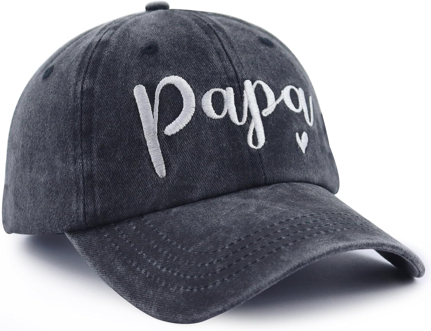 Papa Hats for Men, Adjustable Cotton Embroidered Little Heart Papa Baseball Cap - Image 3