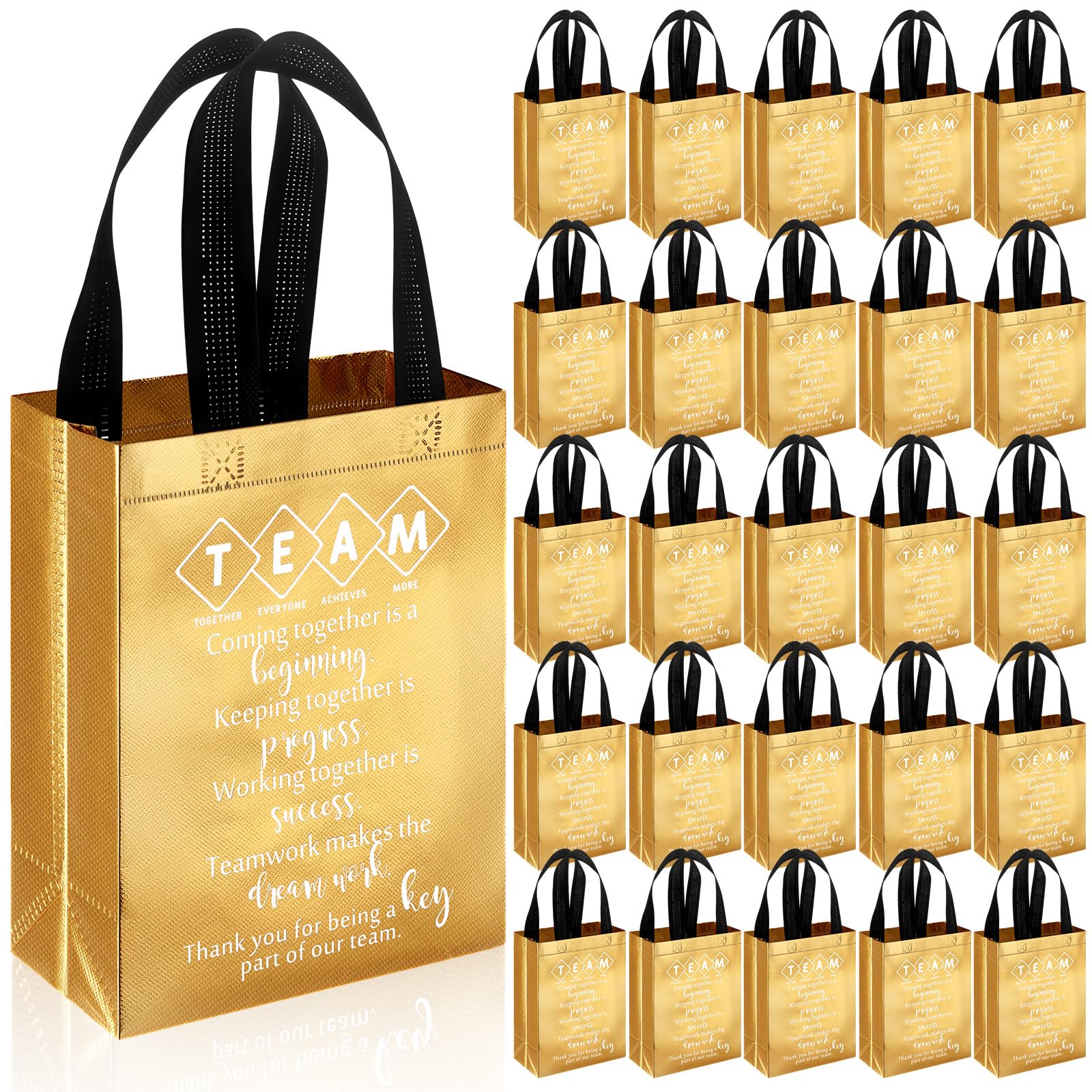 Sweetude Team Appreciation Gifts Bags Reusable with Handles Gift Bags Employee Appreciation Gift Bag for Staff Coworker Teacher Team Building(Golden,
