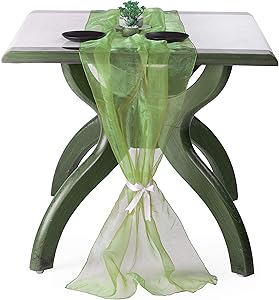 mds Pack of 1 Wedding 29 x 120 inch Organza Table Runner 10Ft for Wedding Baby Shower Party Decor Smooth Sheer Chiffon Organza Arch Table - Apple Green