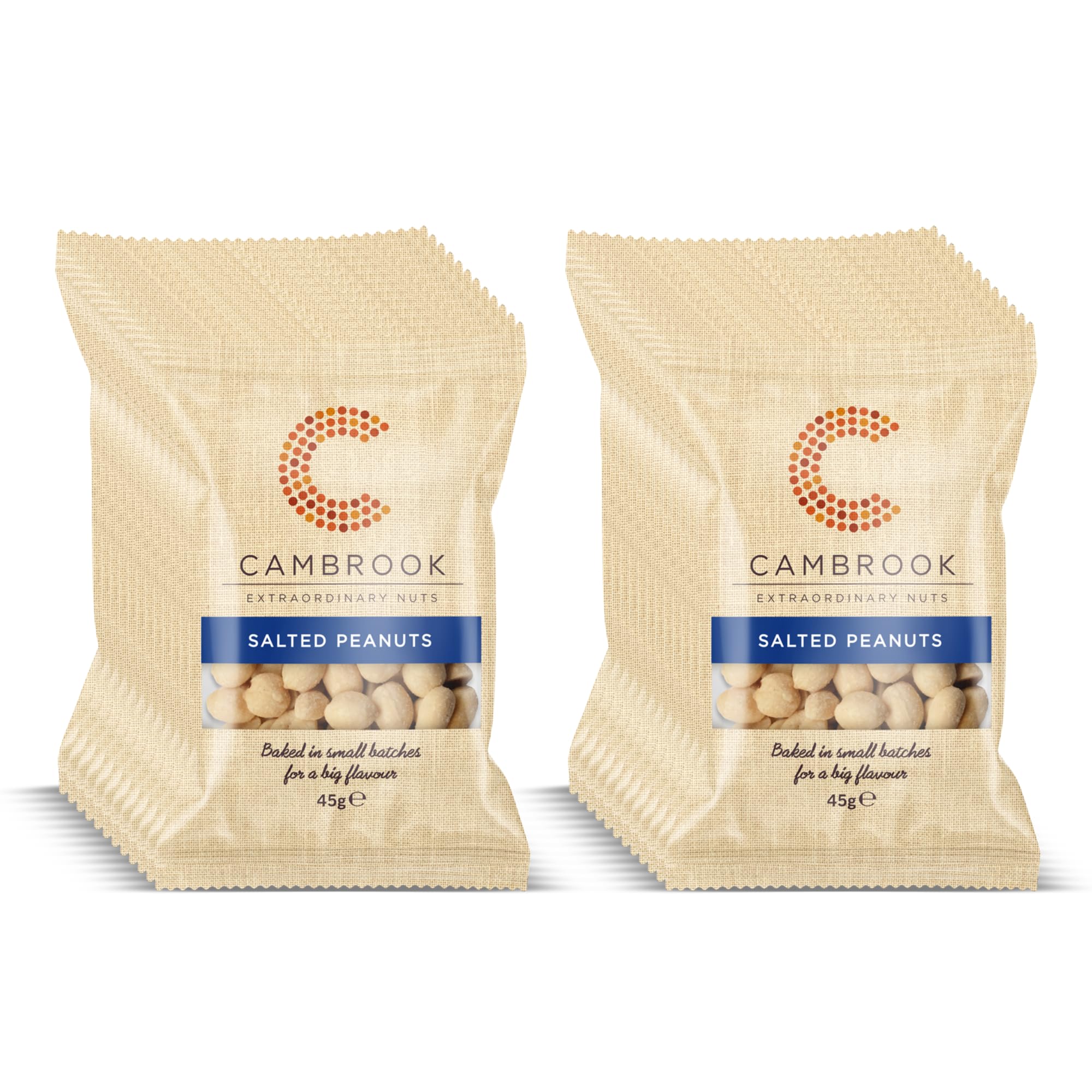 Cambrook - Baked & Salted Peanuts, 45g Bags, Pack of 24