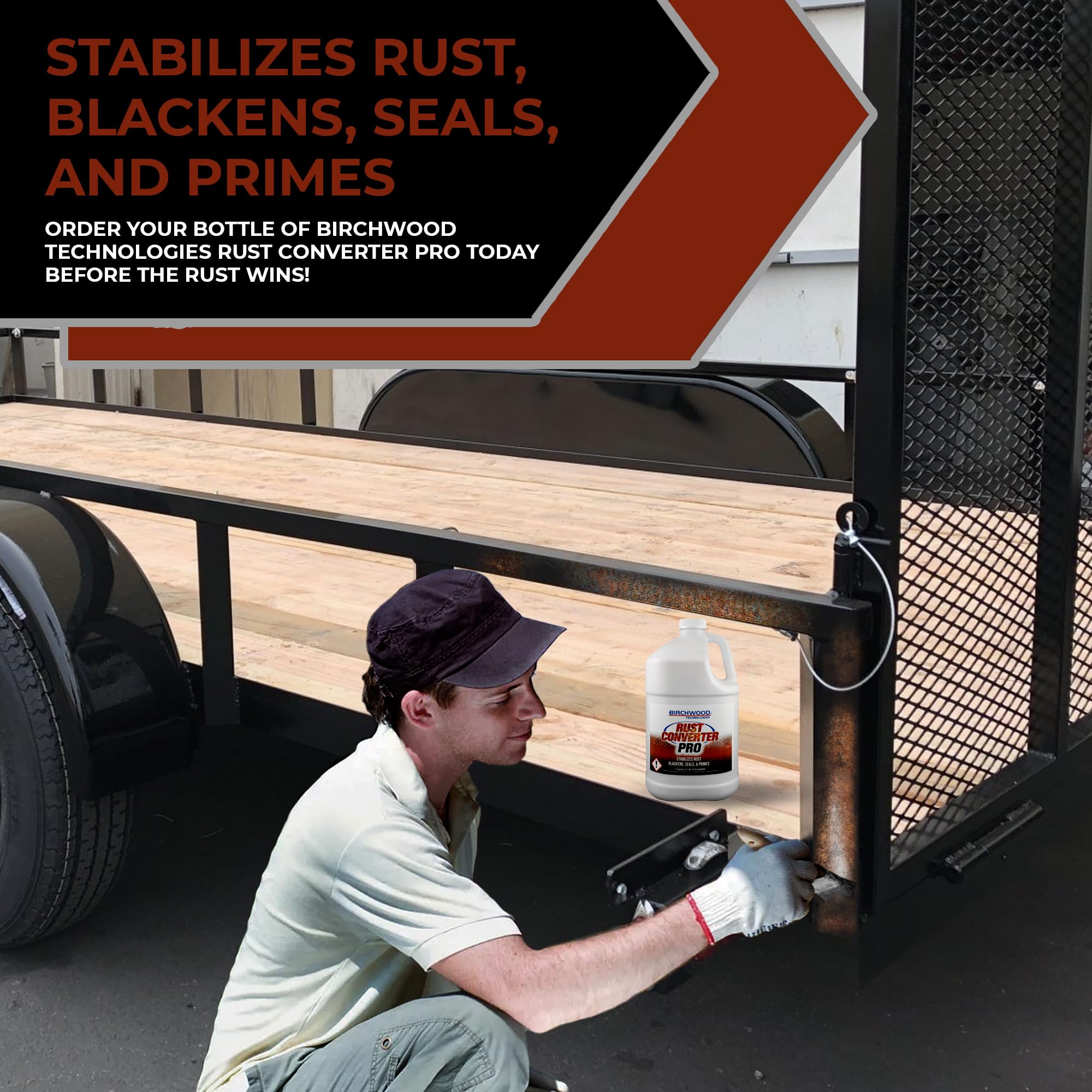 Birchwood Technologies Rust Converter PRO - Concentrado grueso para una mejor cobertura, 4 en 1 estabiliza el óxido, ennegrece, sellos y imprimaciones. Grado profesional de contratista, a base de agua