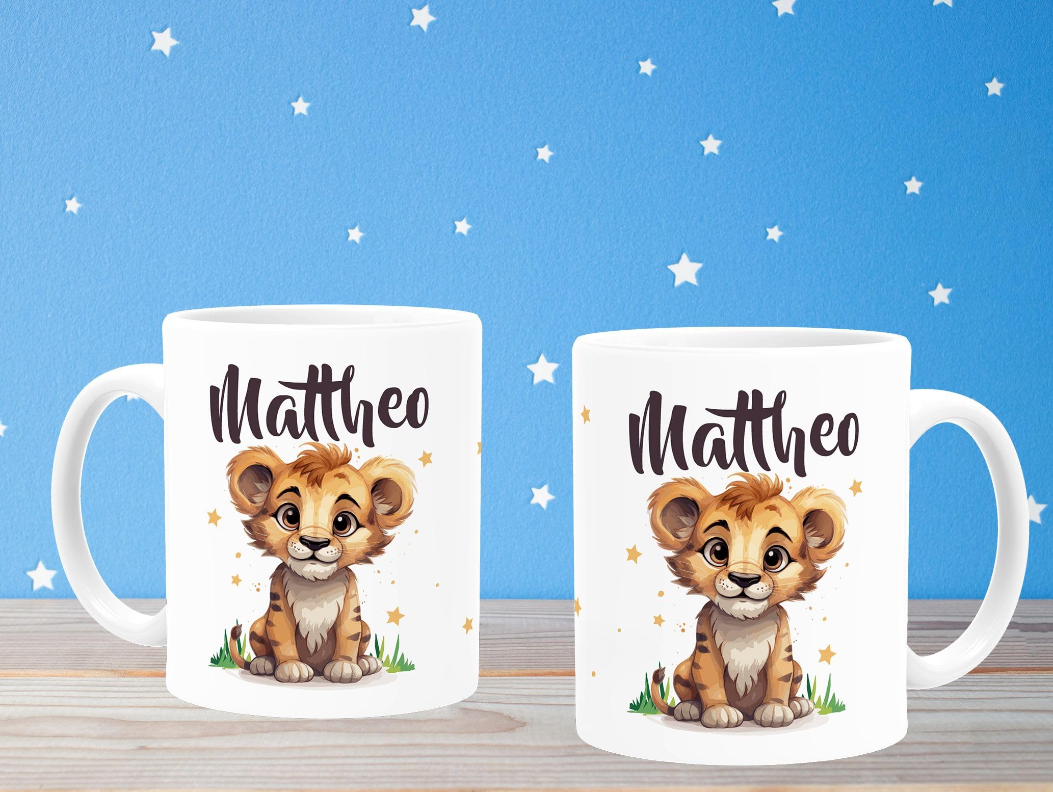 Personalisierte Kindertasse Mit Namen - Süßer Baby-Löwe, Kunststoff, 320 Ml, Für Jungen & Mädchen