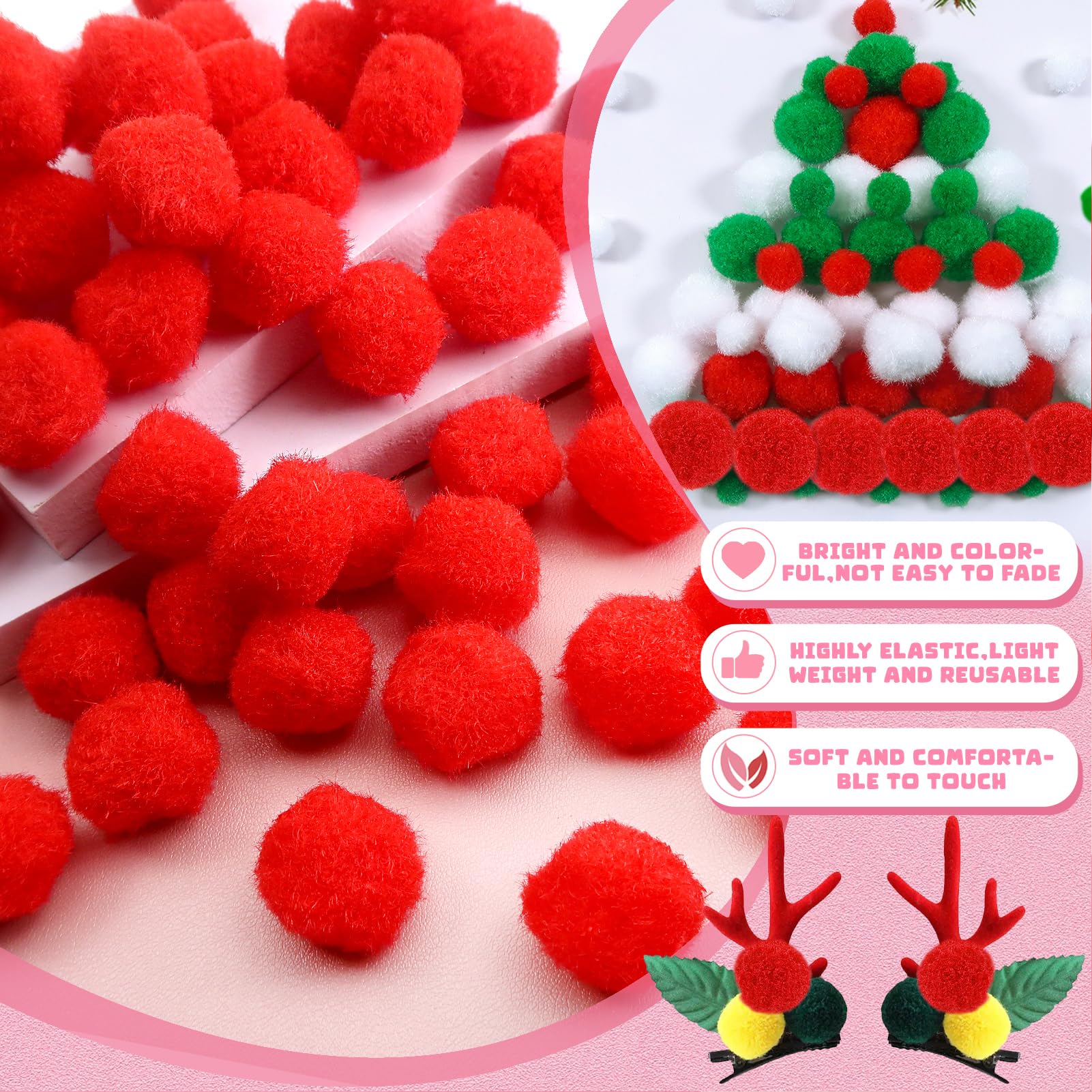 TOAOB 570pcs Craft Pompons 2.5cm Multicolore Gros Pompons Moelleux Avec 100pcs Yeux Mobiles Autocollants 6mm 8mm 10mm 12mm Pour Bricolage Fournitures Artisanat Décorations Couture Loisirs Creatifs