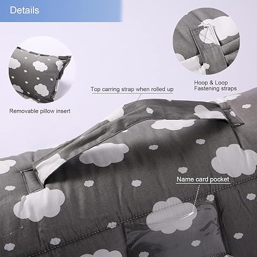 Miniatura 2 de NapCure Tapete para siesta para niños pequeños con almohada y manta de minky, tapetes enrollados suaves para niños y niñas, ligera, guardería,