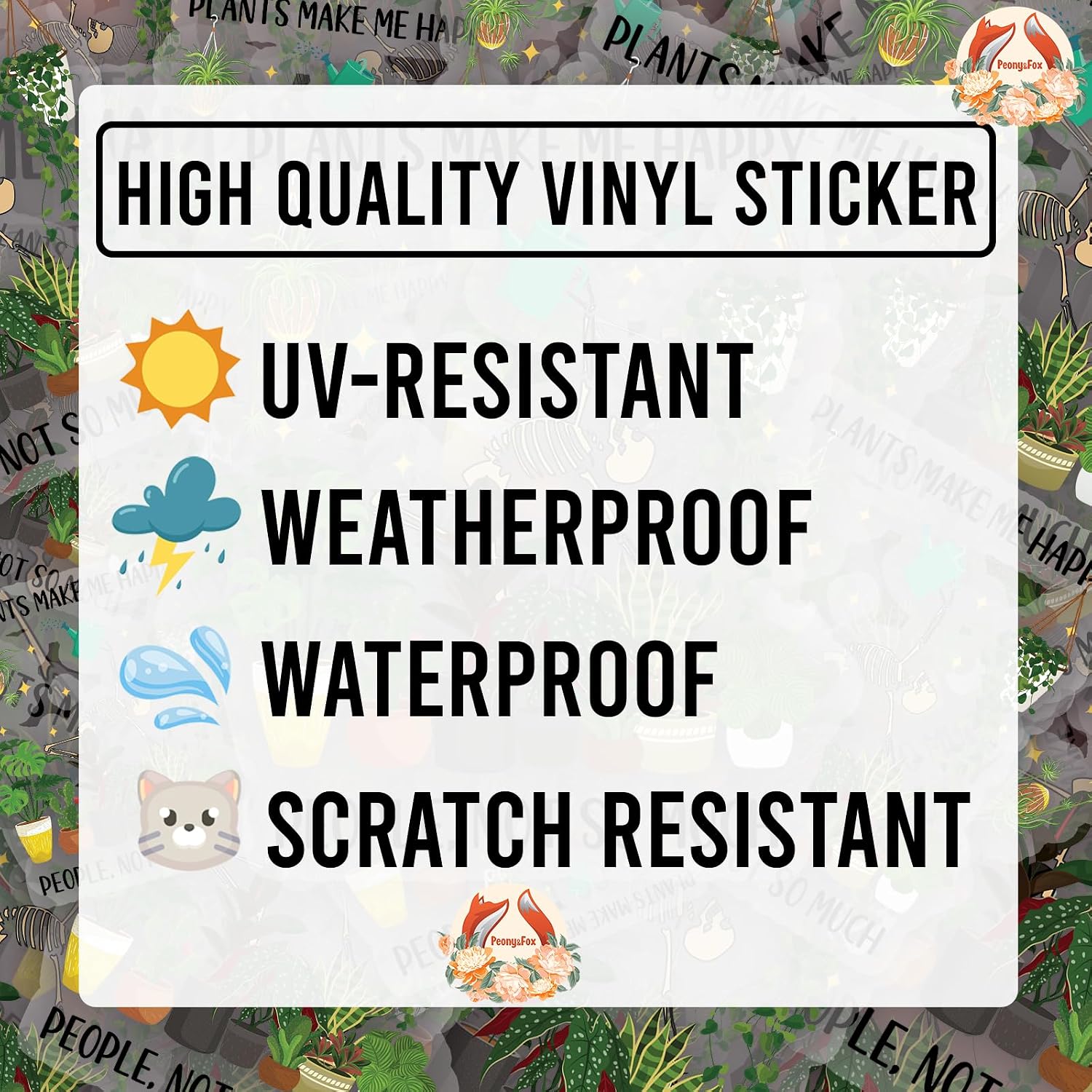 (5Pcs) Plants Make Me Happy People Not So Much Sticker Gift for Gardener Botanical Plant Lover Decal Waterproof Vinyl Stickers Adult for Laptop Kindle Car Water Bottle Mug Phone - Size 3”x2.6” image 2