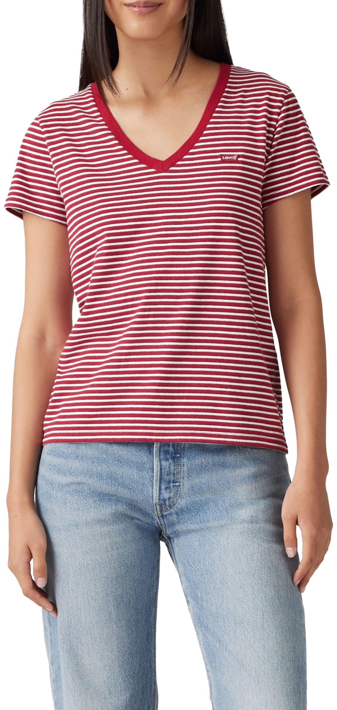 Levi's Damen The Perfect V-Neck T-Shirt, Chesthit Logo