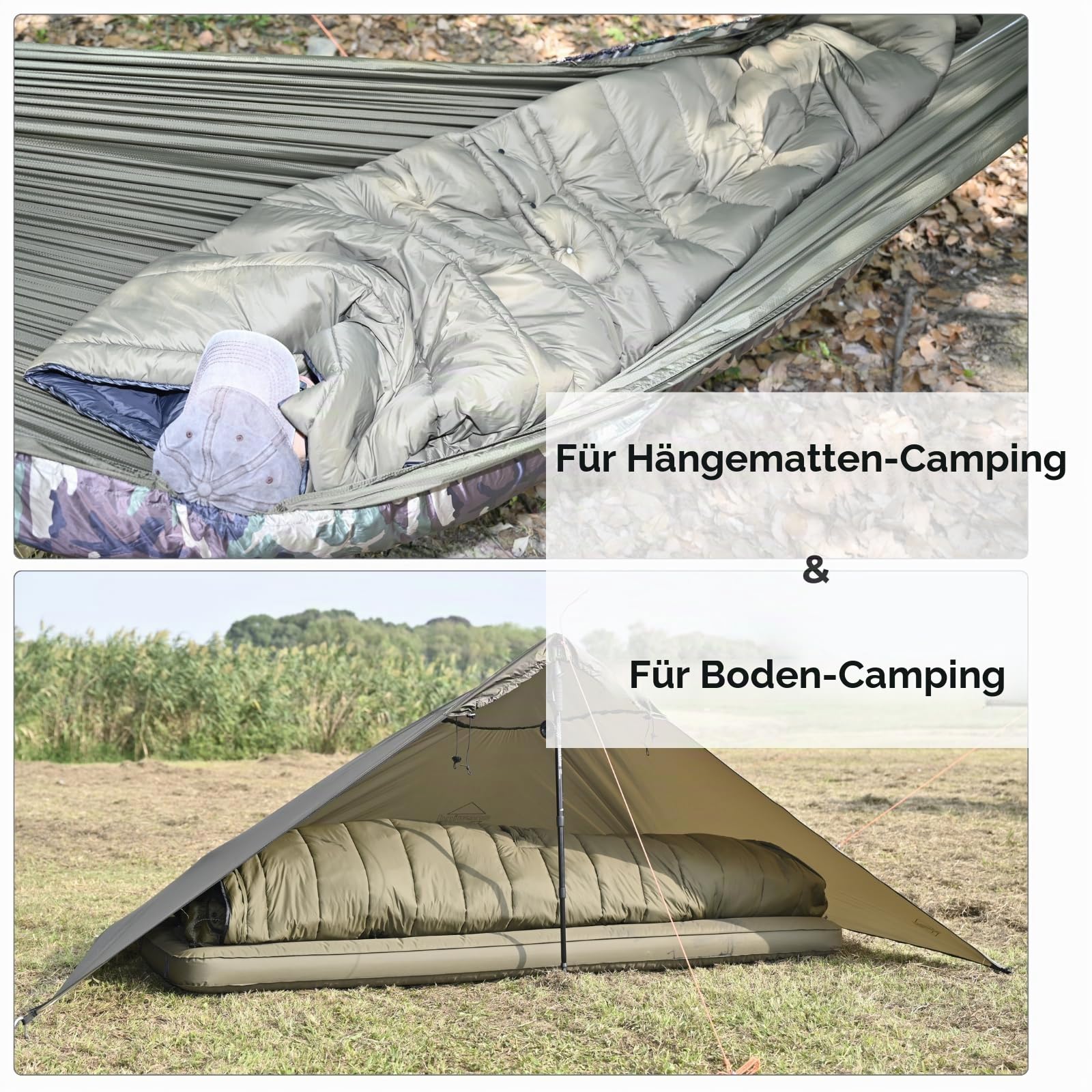 onewind Camping Schlafsack für Hängematte, 3 Jahreszeiten Schlafdecke Tragbar Winter Poncho Wärmeschutz Wärmeisolierung für Outdoor Camping Wandern