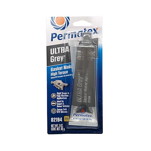 Permatex 82194 Ultra Grey Rigid High-Torque RTV Silicone Gasket Maker, Sensor Safe And Non-Corrosive, For High Torque And Vibration Resistant Applications, 3 oz
