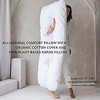 Vista 2 de Primera almohada de embarazo orgánica en forma de U para dormir con relleno natural de Kapok y funda de algodón certificada GOTS. Almohada