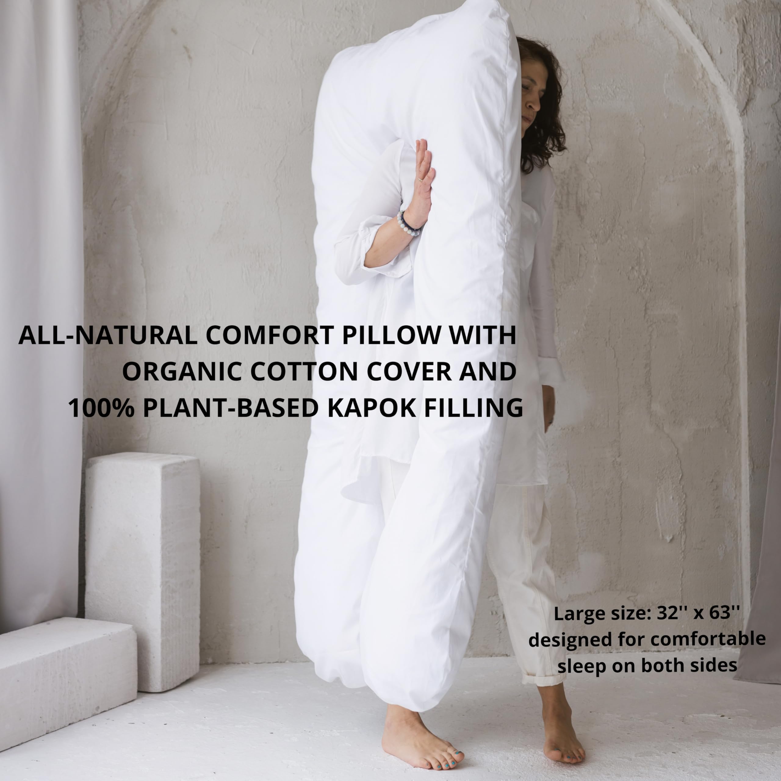 MINICAMP First Organic U-Shape Pregnancy Pillow for Sleeping with Natural Kapok Filling and GOTS Certified Cotton Cover. Nursing & Comfort Pillow for Maternity Support with Removable Cover Included!
