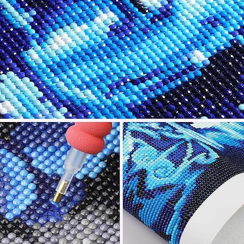 Miniatura 5 de SENQAO Kits de pintura de diamantes de pavo real para adultos, kit de arte de diamantes 5D para adultos principiantes, pintura de puntos de diamante